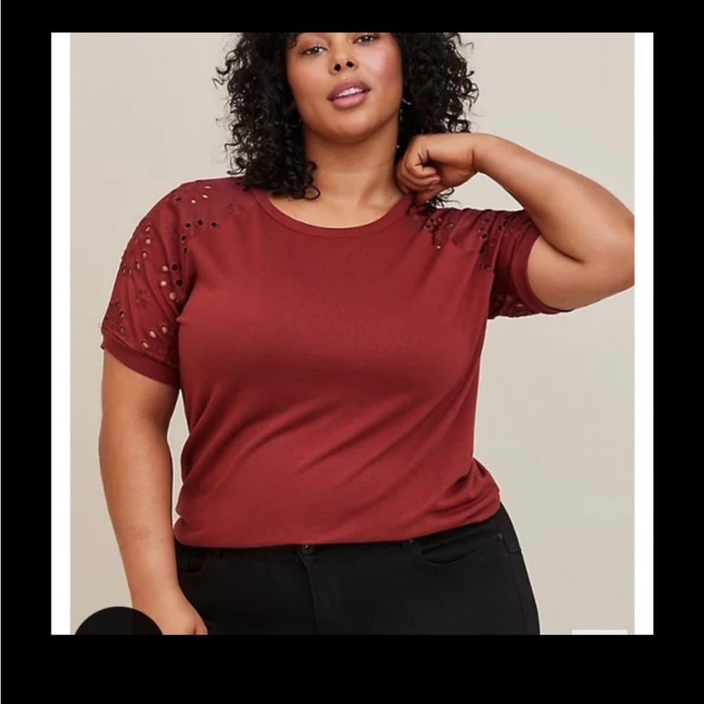Torrid Burgundy Eyelet Sleeve Top